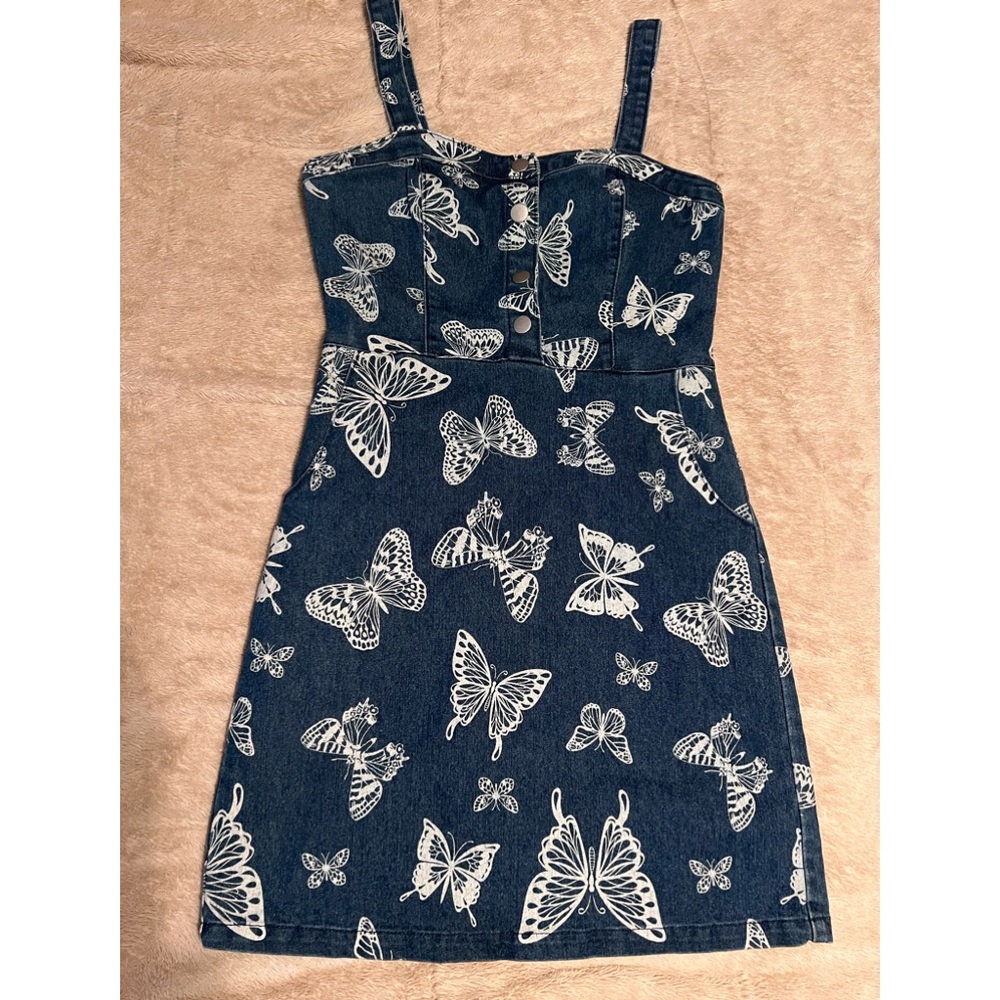 Butterfly print denim jumper
